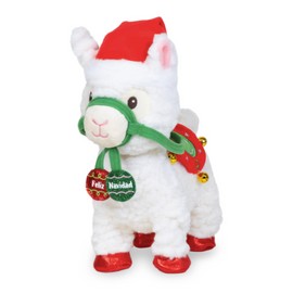 Cuddle Barn - Navidad Nico | Animated Christmas Walking Musical Plush Llama Toy Plays Feliz Navidad, 10.5 inches