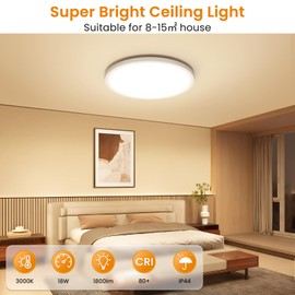 NIBSHOOM Ceiling Light LED Ceiling Light Round Flat 3000 K, 24 W / 2400 LM/IP44 Waterproof Ultra Thin Bathroom Lamp Ceiling Modern Simple Ceiling Lamps for Bedroom Living Room Hallway Kitchen Office
