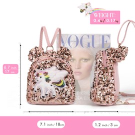 Gladdon Mini Backpack Purse for Teen Girls Kawaii Glitter Gift Backpacks Little Cartoon Unicorn Bag Pink