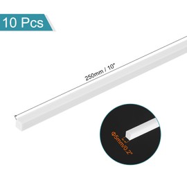 sourcing map 10Pcs ABS Plastic Rod Square Solid Bar 13/64" x 10" White Smooth Plastic Tube Rods for Handwork Model Material,DIY Sand Table,Architectural Model Making