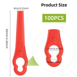 Powmag 100 Pieces Grass Trimmer Blade Plastic Replacement Blades, Grass Trimmer Blades, Grass Trimmer Accessories Replacement Blade for Lawnmowers