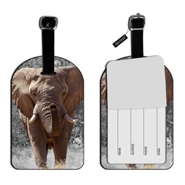 Nicokee African Elephant Luggage Tag Suitcase Label Bag Tag Travel Accessories Baggage Name Tag - 1 pack