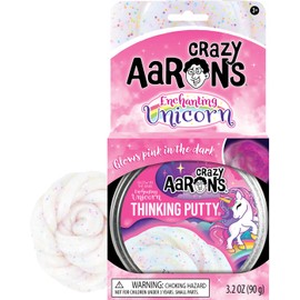 Crazy Aaron's Thinking Putty - Enchanting Unicorn Glow in The Dark Putty - Glows Pink with Rainbow Glitter - Non-Toxic, Never Dries Out - Made in USA