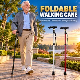 Foldable Walking Cane for Everyday Mobility – 5-Level Adjustable Lightweight Design for Home, Travel & Daily Walking