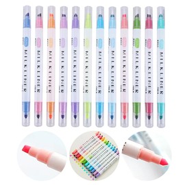 Plumones Punta Pincel Marcadores Para Lettering Marcatexto - Rotuladores dobles de colores surtidos, 12 piezas de colores amplios y finos puntas para resaltar pastel para estudiantes, oficina, aula.