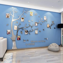 Tree Wall Stickers 3D DIY Tree Wall Decal Art Murals Large Family Photo Frames Tree Decoration for Living Room Bedroom Restaurant Home Decor