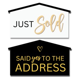 Labend Home 17" Small Sold Sign House-Shaped - Double-Sided Sold/Said Yes Real Estate Photo Prop - Closing Gift for Realtors & New Homeowners - Corrugated Plastic