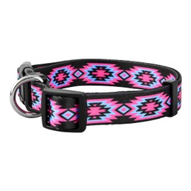 Native Pup Native Pup Western Dog Collar, Cute Designer Aztec Tribal Pattern, Male Female (Large, Pink)