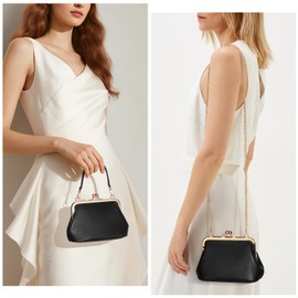 CATSEA Mini Women's Kiss Lock Crossbody Bag PU Small Top Hand Handbags Kiss Clasp Crossbody Purses Evening Clutch