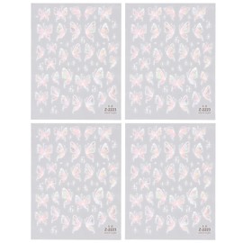 4 Blätter Schmetterling Nagelkunst Sticker Aufkleber, Rosa Schmetterling Nagelkunst Sticker, Schmetterlings 5D Geprägte Nagelaufkleber für Frauen und Mädchen DIY Nageldekorationen