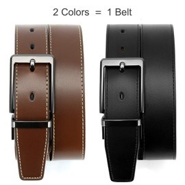 CHAOREN Men's Leather Belt, Reversible Belt, Black & Brown, 35 mm for Business Suit and Jeans Belt, One Belt Reversible, Two Colours