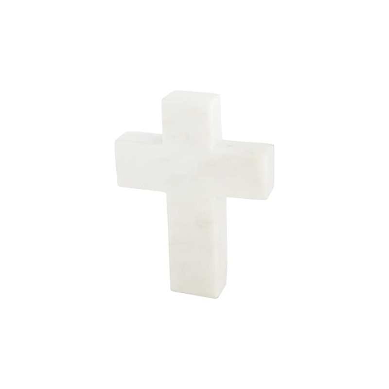 Mud Pie Marble Cross, White, 6" x 4.5", 1 Count