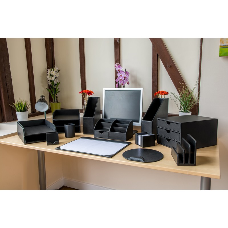 OSCO Faux Leather Waste Bin - Black