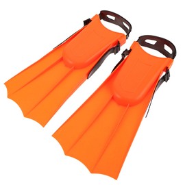 Hemobllo Short Snorkel Flippers Adult Lightweight EVA Diving Gear Adjustable Swimming Foot Training Fins for Men Women Orange 10.85x5.62 Inch Snorkeling Equipment