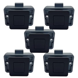 MTSmart RV Metal Push Button Cabinet Locks, Square RV Cabinet Locks for Motorhomes, Caravans, Boats, Yachts, Navy, Motorhome Cabinet Locks, Keyless (Black, 5 Pieces)