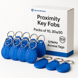 SecureMyDoor - 10x RFID Proximity Fobs in Blue - Token - Fob - Tag - 125kHz Card Key - Ideal for Digital Keypad | Proximity Reader | Door Entry Access Control Security System (10)