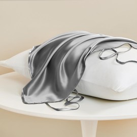 THXSILK Silk Pillowcase, Plain Silk Pillowcase, Single Side, 100% Silk Tie, Machine Washable, Highest Grade 6A, OEKO Certified, Suitable for Various Shapes, 11.8 to 19.7 x 29.5 inches (30 to 50 x 50 to 75 cm), For Travel, Business Trips, Camping, Friction Relief, Hair