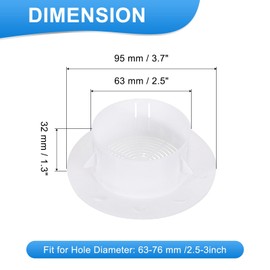 PATIKIL Round Air Vent 2.5" (63mm), ABS Vent Cover Louver Grille Vent Fit for 2.5-3" Hole for Bathroom Office Kitchen Bedroom Ventilation, White