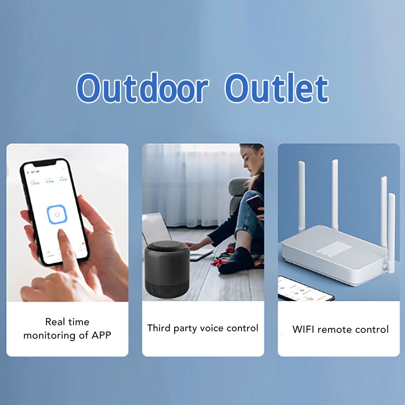 Outdoor Outlet WIFI IP66 Waterproof Socket With Timer for Patio