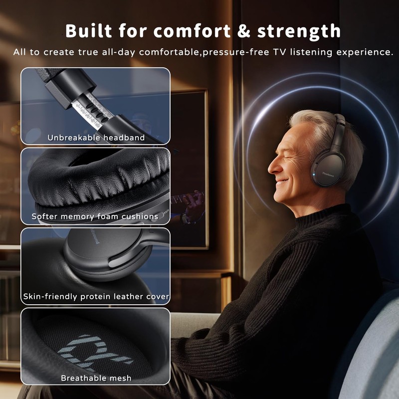 Wireless Headphones for TV Watching, BKM400 TV Headphones Wireless for