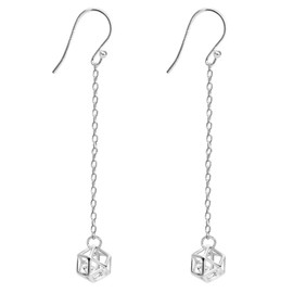 Iszie 925 Sterling Silver Dangle Drop Earrings With Cubic Zirconia Elegant Hook Dangling Hypoallergenic Geometric Earrings for Birthday