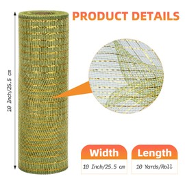 Deco Mesh Ribbon - 10inch x 30 feet Each Roll Metallic Foil Mesh Ribbon for Christmas, Valentine's Easter Wreath and Home Decorating (Army Green)