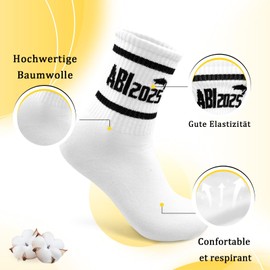 Abitur 2025 Geschenke für Mädchen Junge, Abi Socken mit Glückwunschkarte, Abschluss Bestandene Prüfung Geschenk Glücksbringer, Abitur karte, Tennissocken Sportsocken Universelle Größe