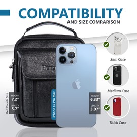 hengwin Cuero Genuino Bandolera Hombre Bolsa de Viaje Hombre riñonera para Hombre Messenger Bag Hombre Bolso para Hombre sobaqueras para Hombre Bolso Crossbody para Mujer cangurera (Negro)