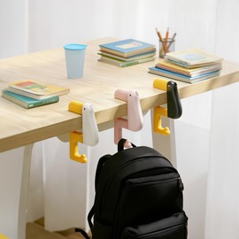 6 Pcs Desk Edge Hooks Set, White, Pink, and Black Magnetic Wall Hooks, Unique Bird Design, Space Saving and Easy Installation, Ideal for Hanging Bags, Headphones, Umbrellas, and More