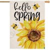 Spring House Flag Sunflower Bee Hello Spring Vertical Double Sided