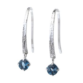 Four Leaf Clover Sa345 London Blue Topaz 10K Gold Hook Earrings K10 10k White Gold November Birthstone Women's, Gemstone, london-blue-topaz
