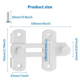 Alise 4 inch Heavy Duty Flip Latch Gate Latches, Safety Door Lock for Barn Wood Fence Sliding French Doors,SUS304 Stainless Steel Gate Hardware White Finish MS9500-W