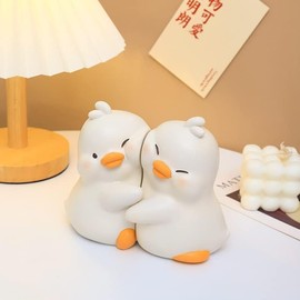 Cute Hug Ducks Decorative Bookends, Unique Book Ends to Hold Books Creative Resin Book Holder Stopper for Home Office Desk Bookshelf Decoration