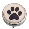 Paw Print Round Silver Three Section Pocket Purse Travel Pill