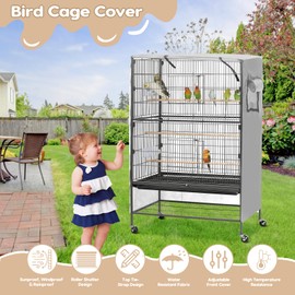 ZESTEFY Bird Cage Cover, Large Birds Cage Covers for Night, Birds Cover for Cage with Adjustable Front Curtain, Blackout & Breathable Birdcage Covers for Parrot, Small Animals (38x24x51in)
