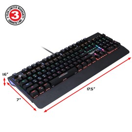 ENHANCE Pathogen 2 Blue Switch Mechanical Keyboard - Mechanical Gaming Keyboard with Fast 1ms Response Polling Rate - Gaming Keyboard with Integrated Wrist Rest, 26KRO & Anti-Ghosting, 7 LED Effects