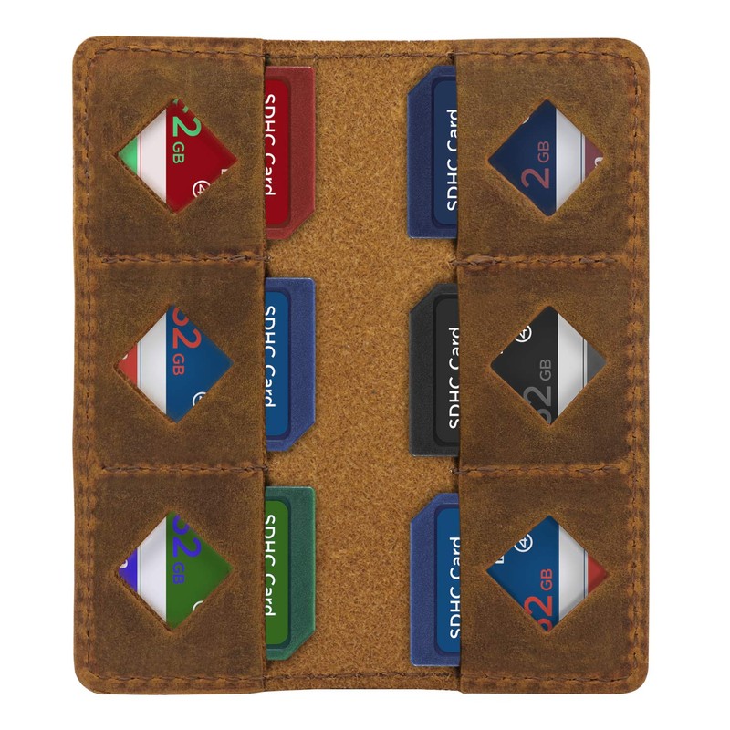 MegaGear Leather SD Card Holder - Camel MG1715