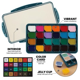 Creative Inspirations Jelly Gouache - Assorted Colors 100 mL - Unique & Vibrant Jelly Gouache Paint for Artists, Beginners, Painting Parties and More