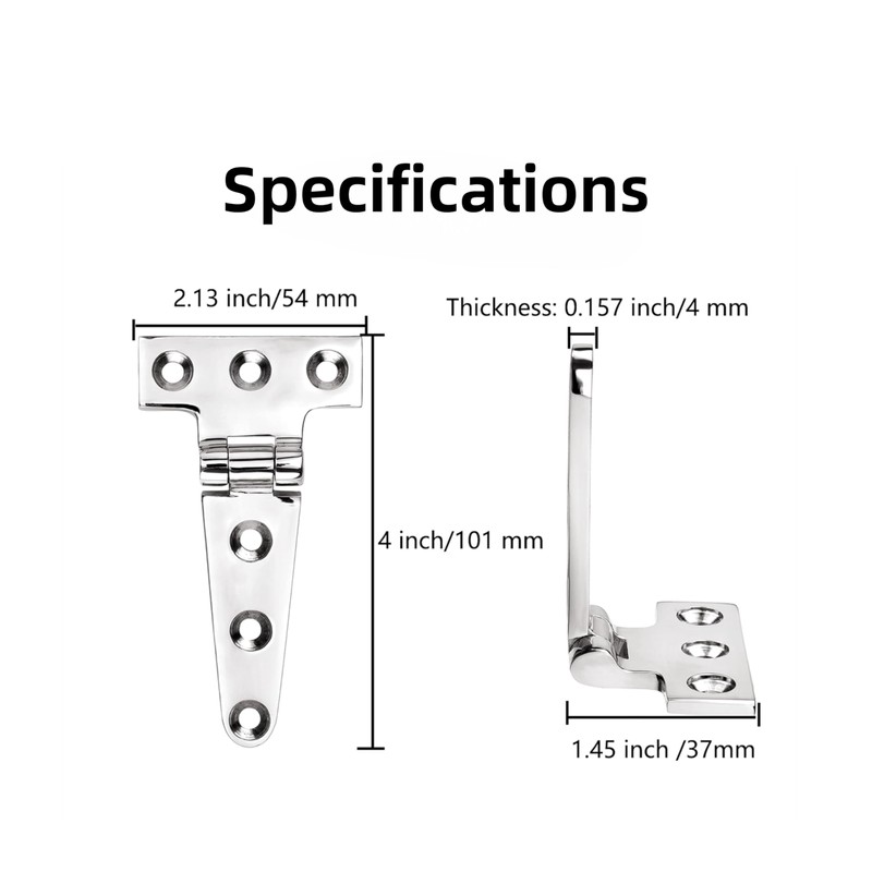 2Pack Heavy Duty Marine 316 Stainless Steel Tee Hinges,4/6/8inch Boat