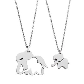 Meibai Mother Daughter Matching Gifts Idea Necklace Mom Daughter Necklace Set Gift for Mother and Daughter Mommy and Me Jewelry (Mama Elephant & 1 cub)