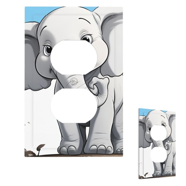 Wall Plate White Elephant Switch Cover Decorative 1 Gang Switch