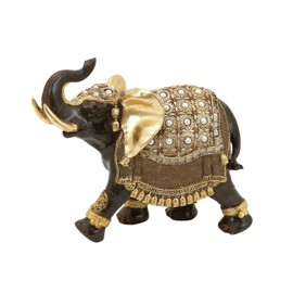Deco 97 Deco 79 Eclectic Polystone Elephant Sculpture, 10" x 4" x 9", Brown (Pack of 6)