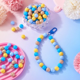 Beadthoven - 100 abalorio redondas de acrílico de 12 mm, color azul cielo, abalorio acrílicas lisas y opacas, de plástico surtidas, pequeñas abalorio de chicle, espaciadores para hacer joyas,