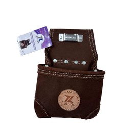 Zeluga 20-418 Heavy Duty Suede Leather Chalk Reel Tool Pouch with Tape Holder, Brown