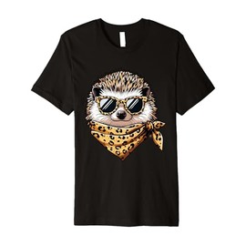 Hedgehog Wearing Leopard Scarf Animal Wearing Sunglasses Premium T-Shirt