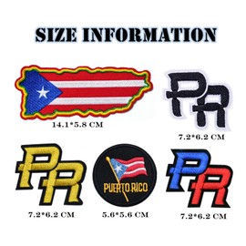5 Pieces Puerto Rico Map Shape Embroidered Sew On Iron on Fabric Repair Patches for Clothes Jeans Jackets Hats Shoes Backpacks