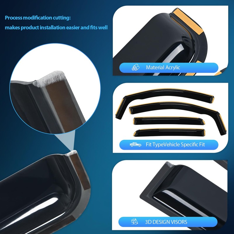 Nilight in Channel Window Deflectors for Chevy Colorado Crew Cab/GMC