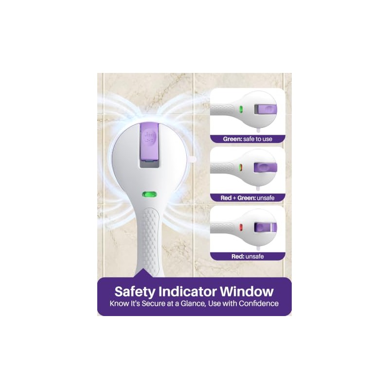 KEKOY Suction Grab Rails for Bathroom, Safety Indicator, 12 Inches