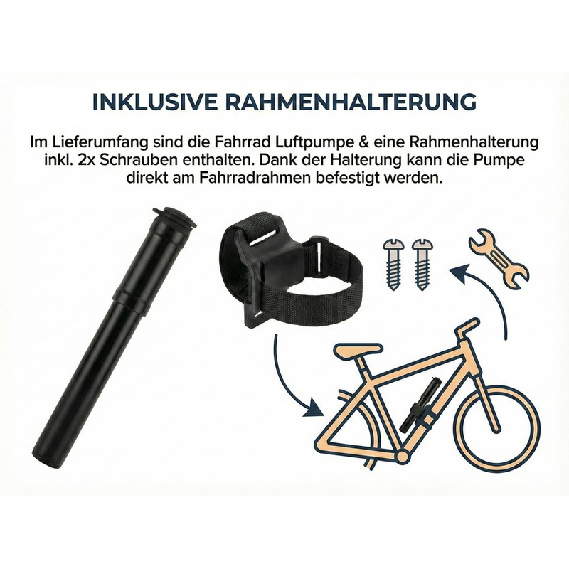 Pompa per bicicletta piccola, 11 bar (160 PSI), peso leggero