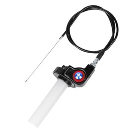 EXLECO Quick Throttle Grip Motorcycle & Throttle Bowden Cable, Throttle Grip Motorcycle 22 mm, Aluminium Throttle Cable with 1.2 m Cable, Quick Turn Twist Throttle Grip Kit, Short Stroke Throttle Grip for 50cc-200cc Motocross ATV Black